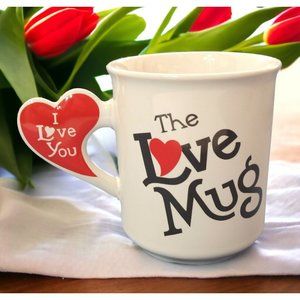 The Love Mug Red Heart Handle I Love You Vintage Coffee Cup Valentine Gift